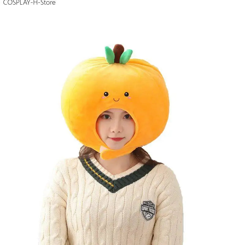Plush Orange Novelty Hat, 14" | 35 cm