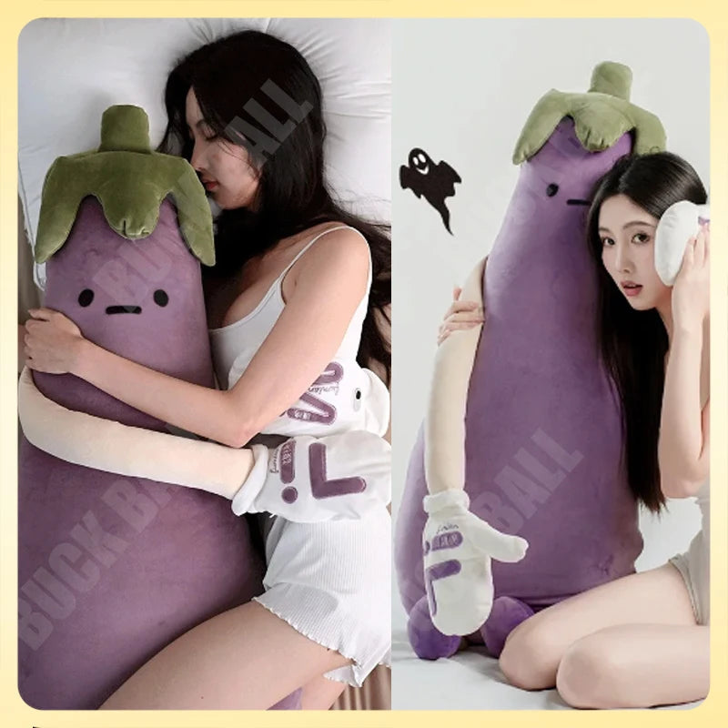Eggplant King Plush Pillow | Giant Vegetable Stuffed Cushion | soft stuffed plushie