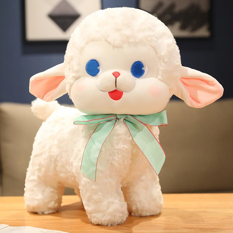 White Lamb Plushie with Bow, 8" |20 cm