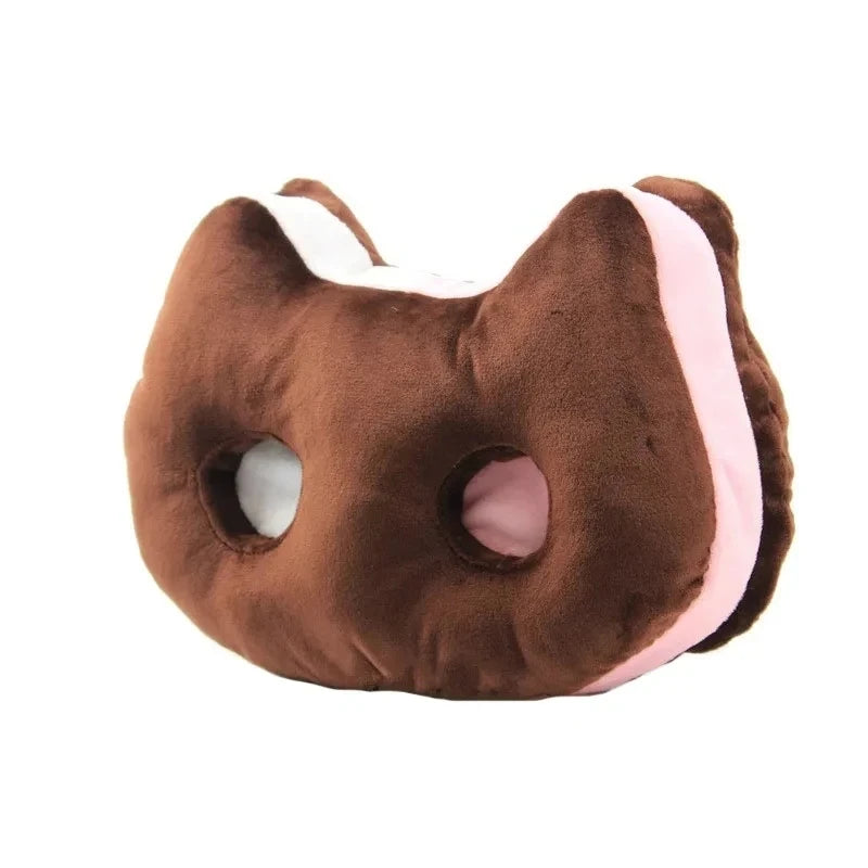 Cojín de asiento de peluche de sándwich de helado de gato, 9" | 25 centímetros