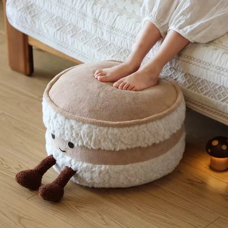 Bread Loaf Footstool | Cute Plush Ottoman for Living Room