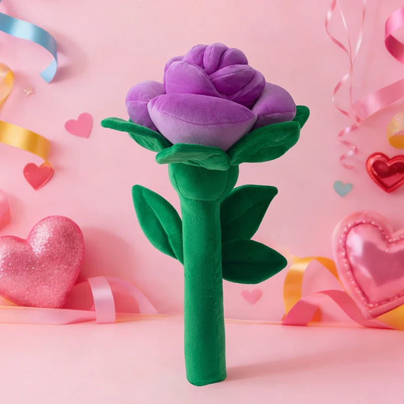Plush Rose Flower Bouquet | Soft Stuffed Flower Gift Decor, 38cm