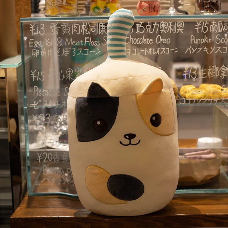 Plüsch Bubble Tea in Tierbecher Plüsch, drei Tiere, 9" | 23 cm