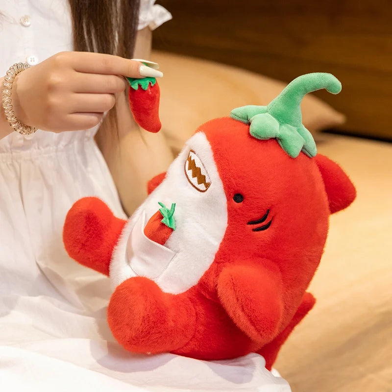Chili Pepper Shark Plush Toy | Spicy Stuffed Aquatic Toy, 30cm
