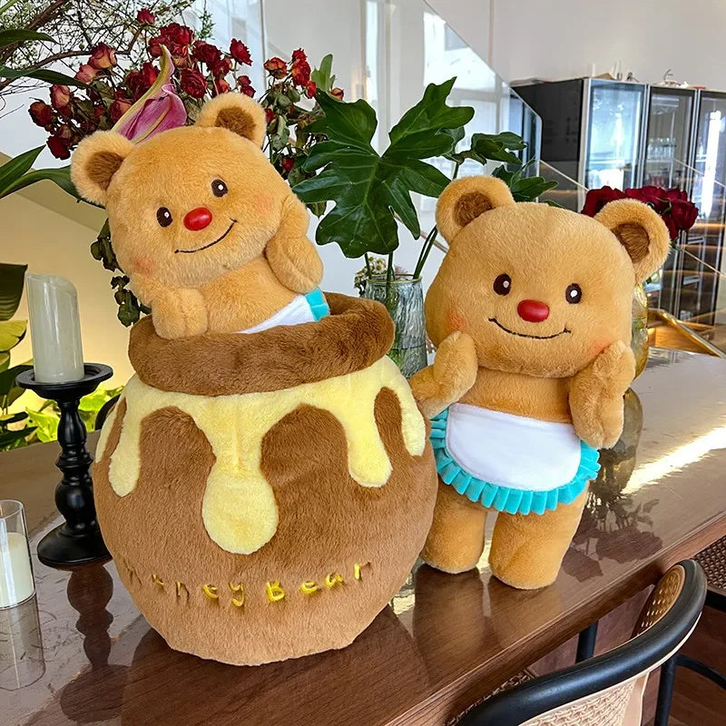 Pots de miel en peluche avec ours en peluche
