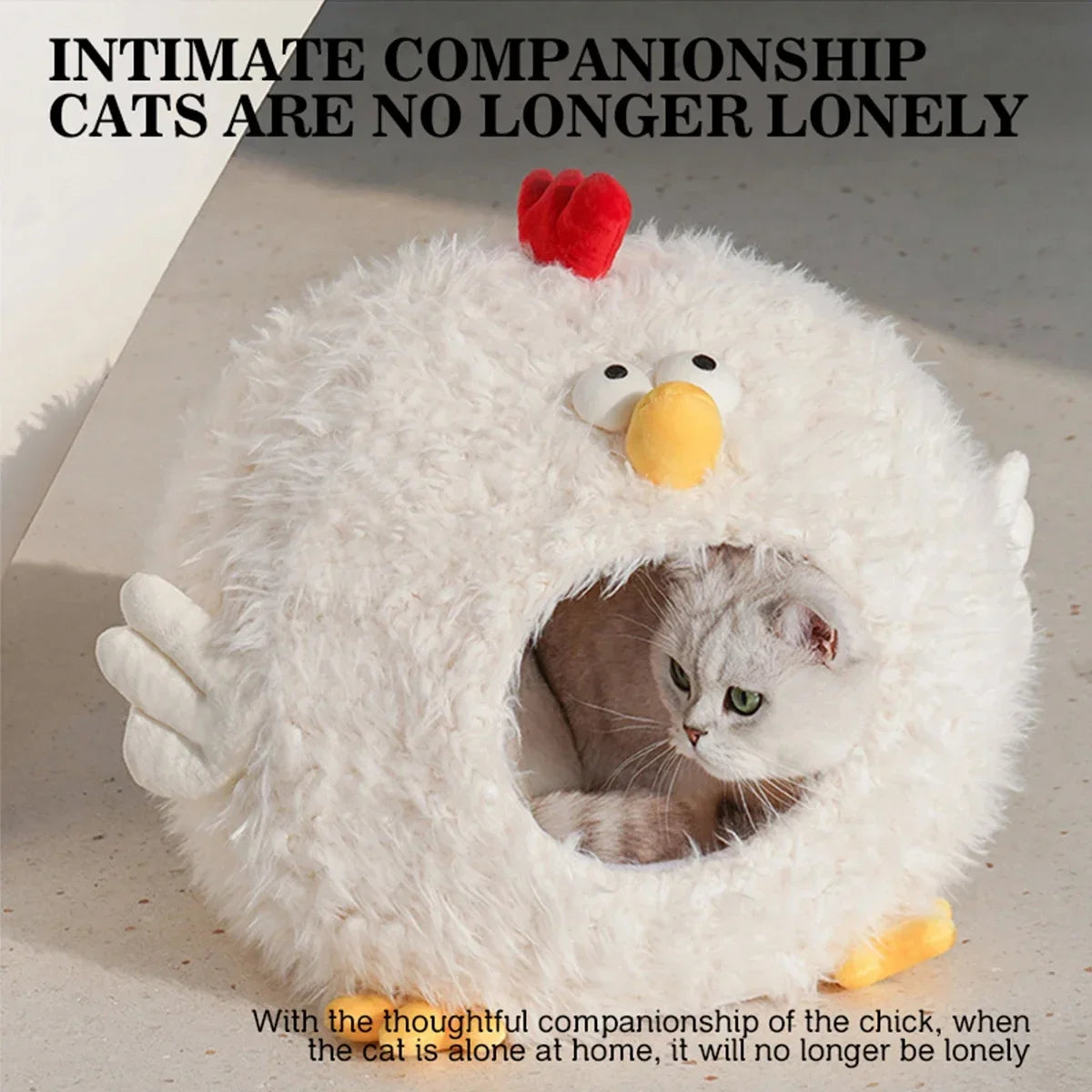 Chick-Shaped Cat & Dog Nest | Cozy Enclosed Animal Pet Bed