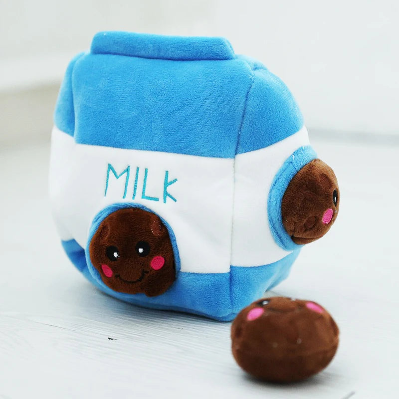 Plushie Milk and Cookies Dog Squeaky Chew Toy
