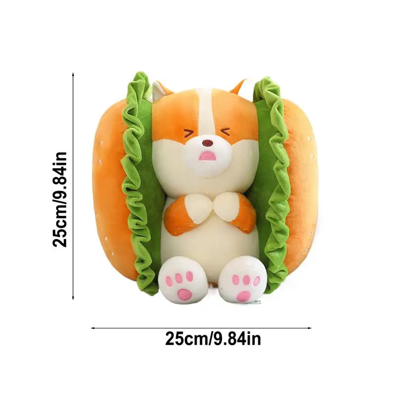 Kawaii Corgi/Hase als Hamburger-Plüsch, 10-16" | 25-40 cm