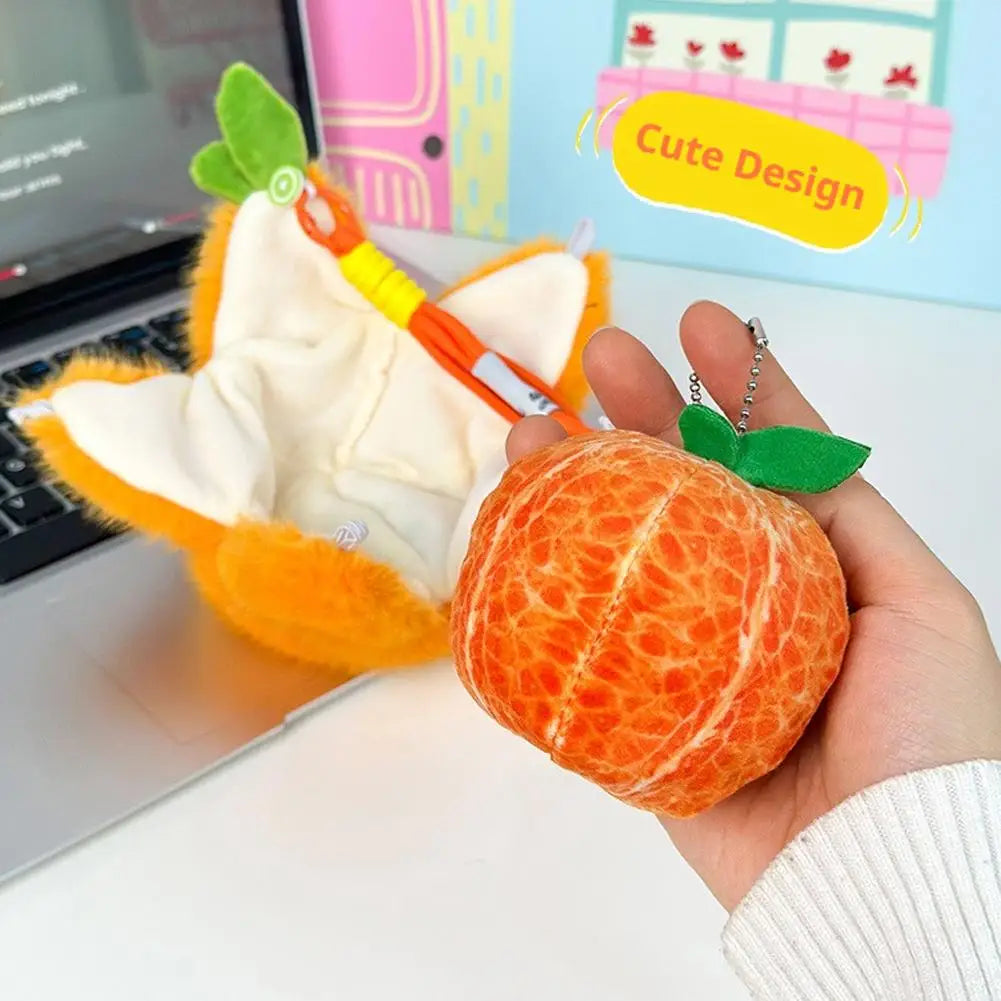 Kawaii Peelable Orange & Citrus Plush Keychain | Cute Simulation Fruit Pendant