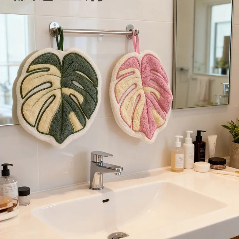Pink & Green Plant Handkerchief | Cute Floral Print Absorbent Towel