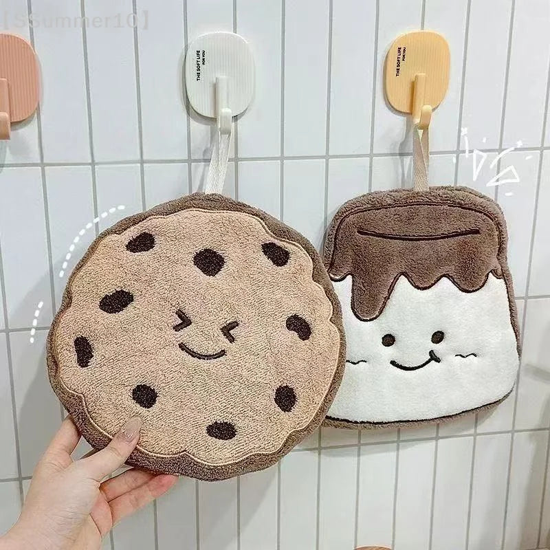 Cartoon Cookies Hand Towel | Cute Food-Print Absorbent Kitchen Towel