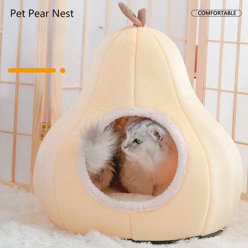 Pear-Shaped Cat Bed | Cozy Plush Pet Nest for Cats | pet plushie toy | detail view