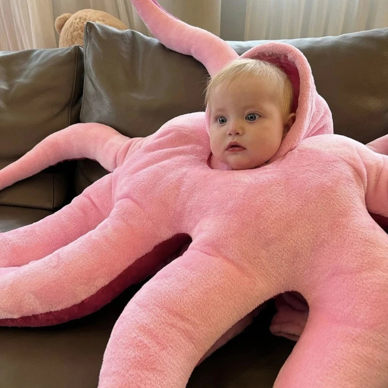 Giant Cartoon Octopus Plush Hat & Pillow | Oversized Stuffed Aquatic Toy, 51\" | 130 cm