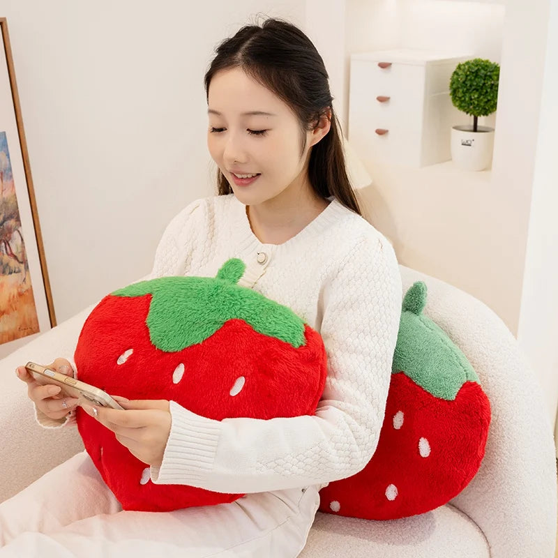 Strawberry Throw Pillow | Plush Fruit Sofa Cushion