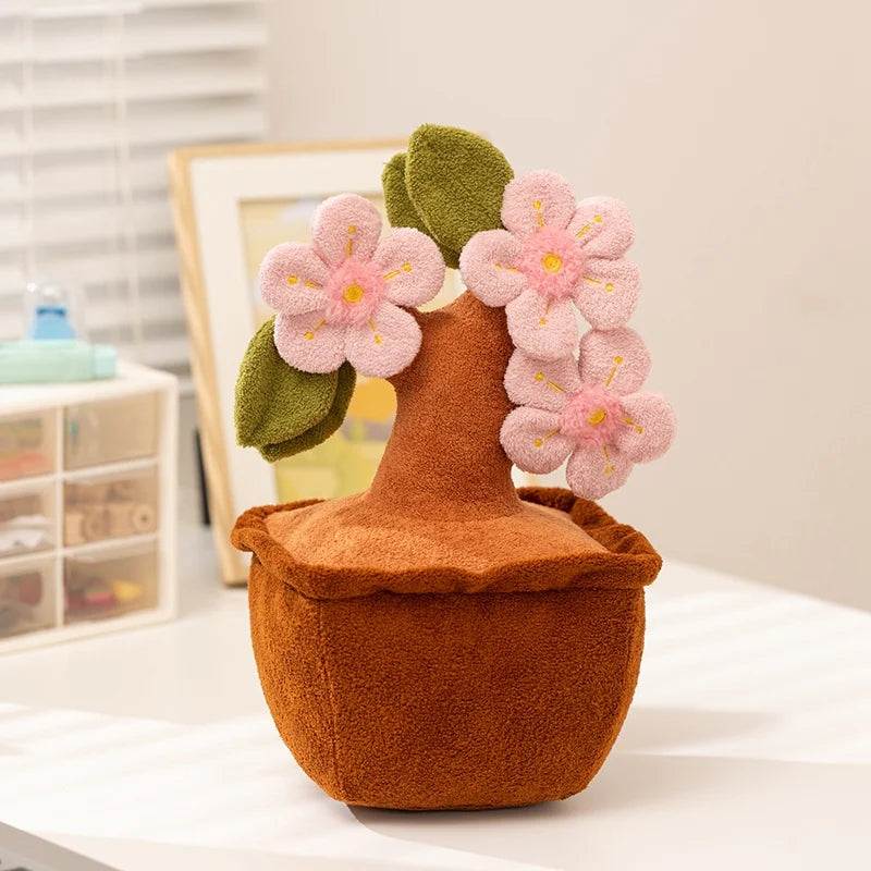 Kawaii Plush Flower Bouquet – Rose, Tulip, Peach Blossom & Lotus, 12" | 30 cm