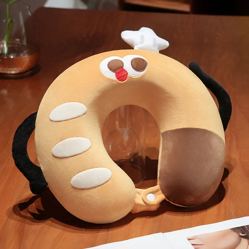 U-Shaped Travel Pillow with Carry Box | Neck Pillow in Plush Storage Case