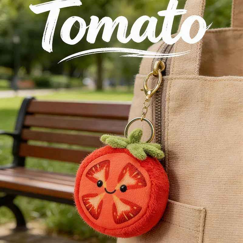Kawaii Tomato Plush Pendant, 10 cm