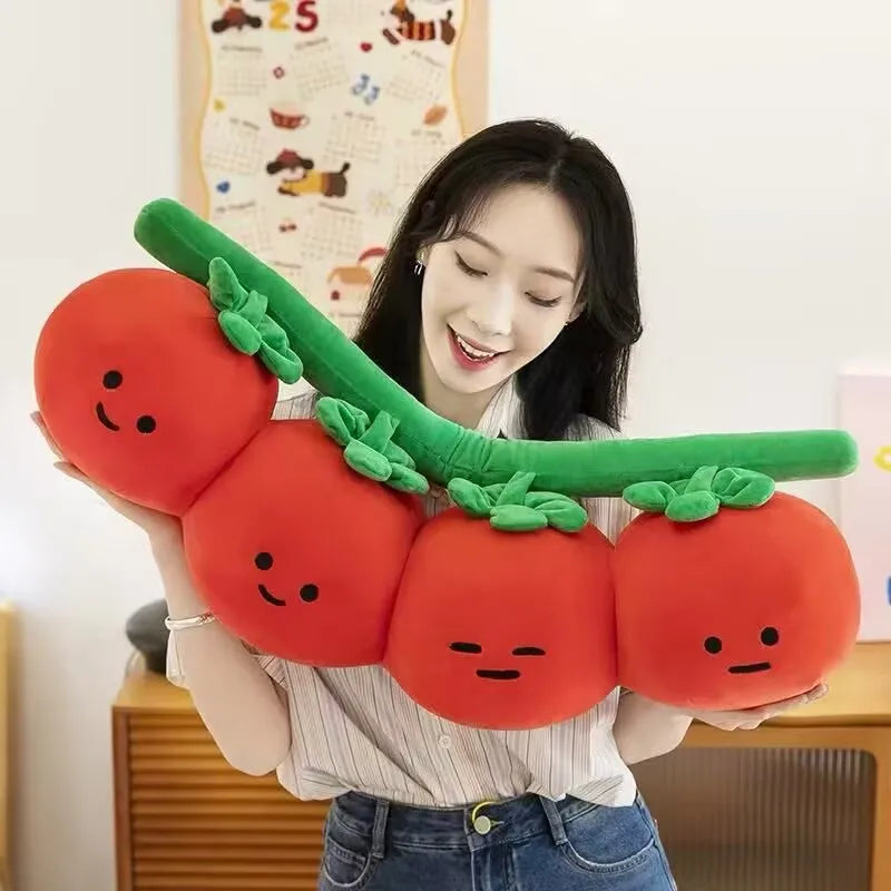 Cluster Tomato Plush Pillow – Four Connected Tomatoes, 16" | 40 cm
