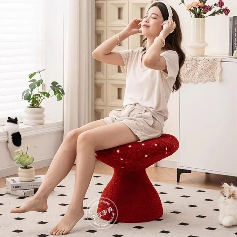 Mushroom Stool – Cute Plush-Inspired Shoe Changing Stool