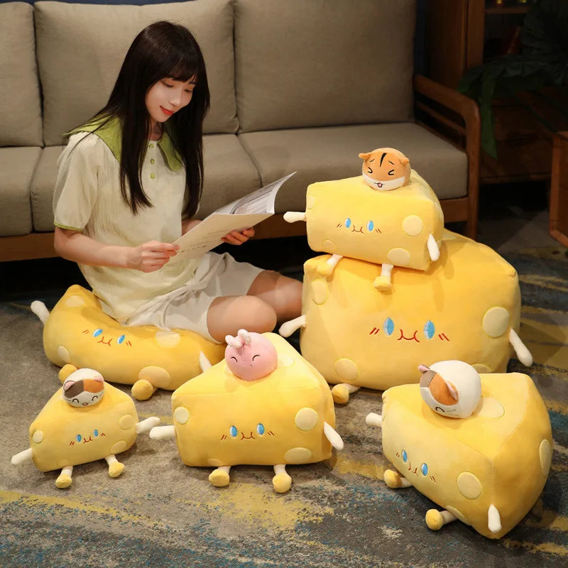 Cartoon Wedge of Cheese Plushie, 4 Styles, 8-20" | 20-50 cm