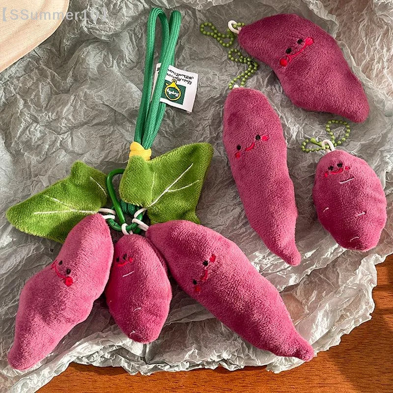 Kawaii Purple Sweet Potato Plush Keychain | Cute Stuffed Vegetable Pendant