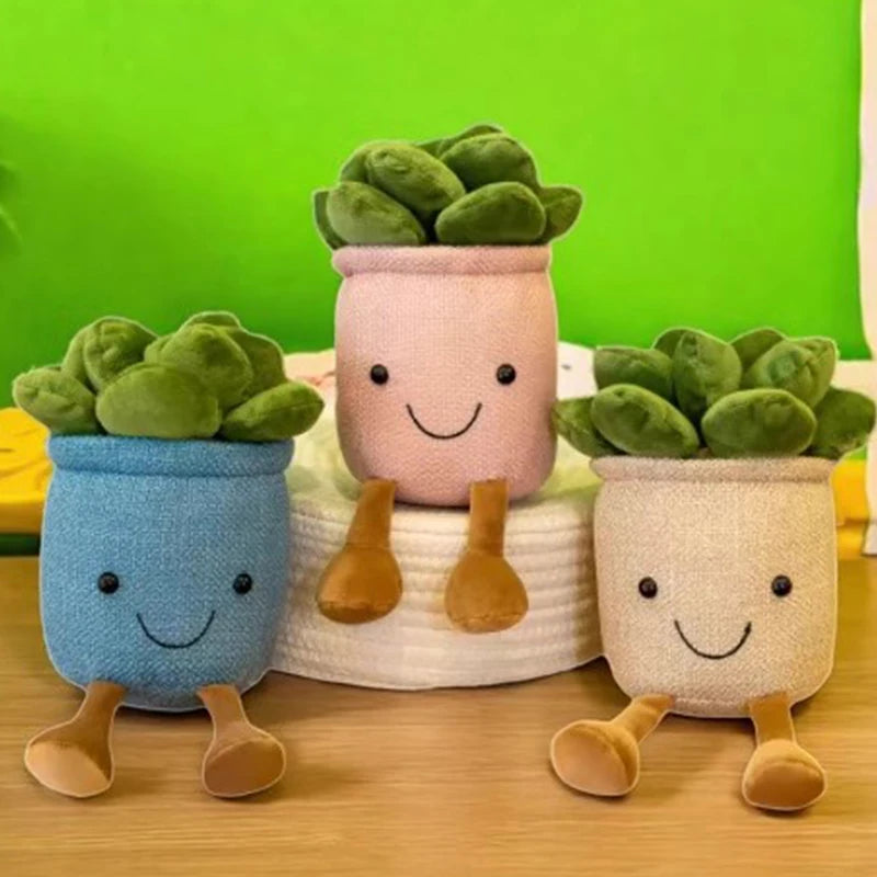 Plantas suculentas de peluche en maceta, 3 colores, 10" | 25 centímetros