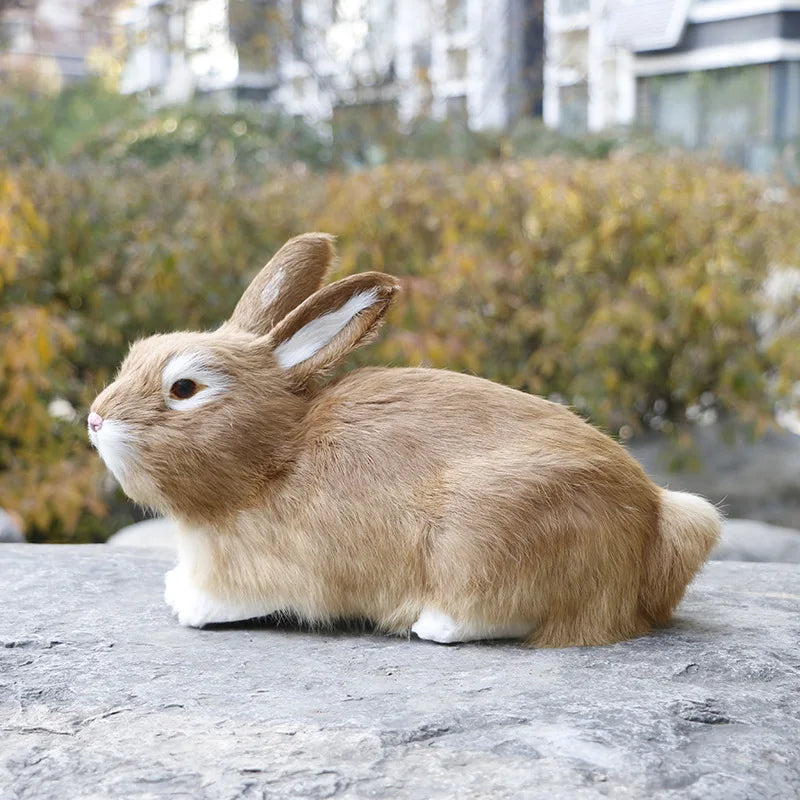 Lifelike Faux Fur Rabbit Toy – Realistic Stuffed Rabbit Figurine