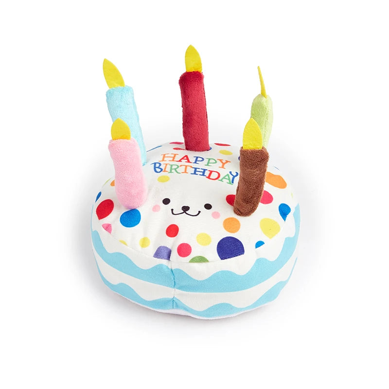 Birthday Cake Dog Chew Toy | Squeaky Molar Plush Pet Toy