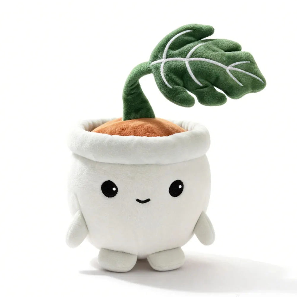 Monstera Leaf Potted Plush | Kawaii Swiss Cheese Plant Desk Toy