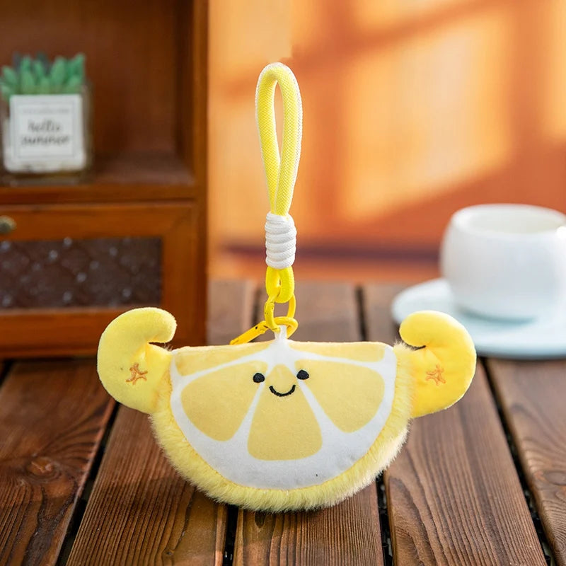 Mini Fruit Plush Keychain Set | Pear, Avocado, Pineapple, Lemon & Banana Pendants, 5\" | 12 cm