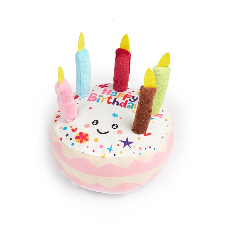 Birthday Cake Dog Chew Toy | Squeaky Molar Plush Pet Toy