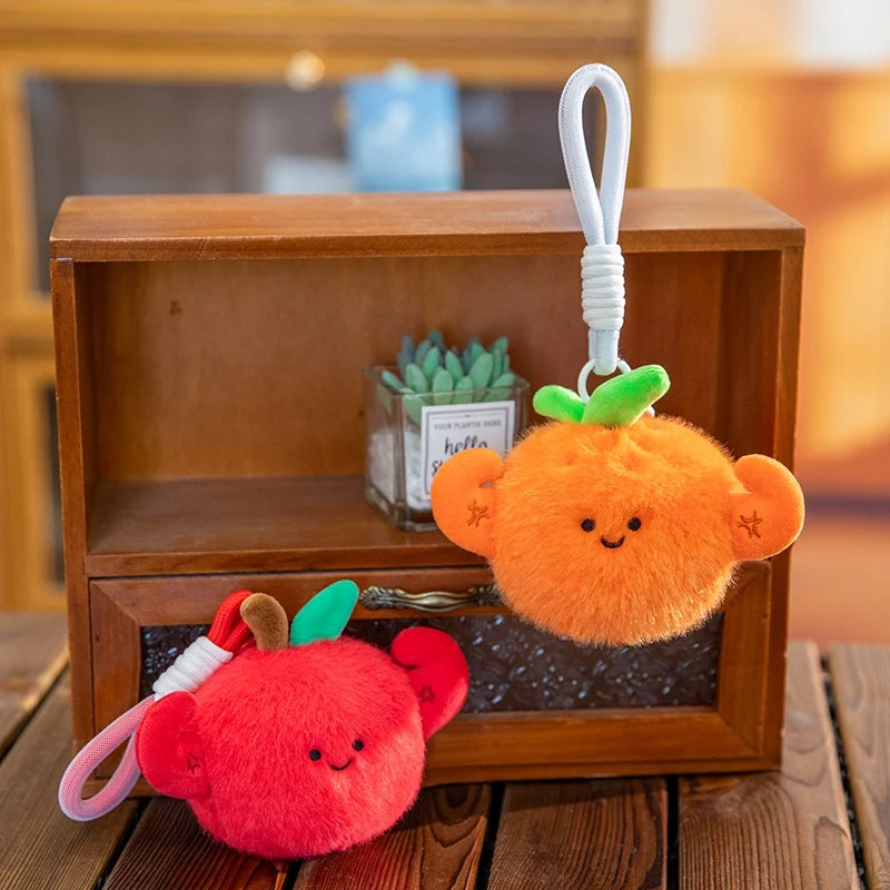 Mini Fruit Plush Keychain Set | Pear, Avocado, Pineapple, Lemon & Banana Pendants, 5\" | 12 cm