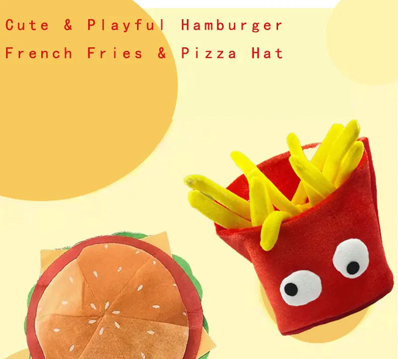 Fast Food Novelty Hat Set | Hamburger, Fries & Pizza Costume Caps