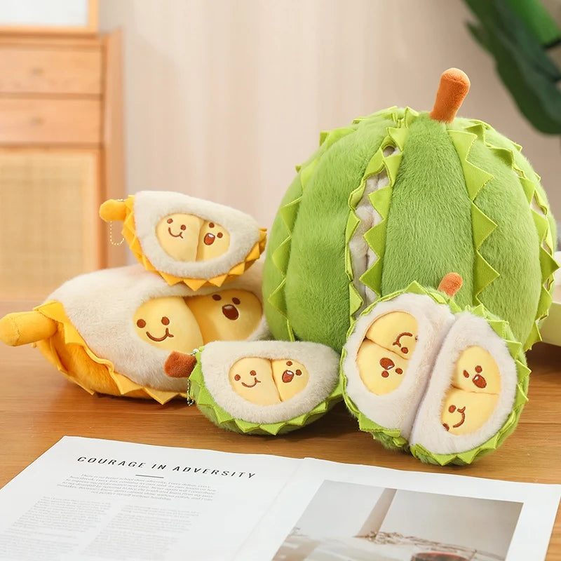 Tearable Durian Plushie | Detachable Stress-Relief Stuffed Fruit Toy