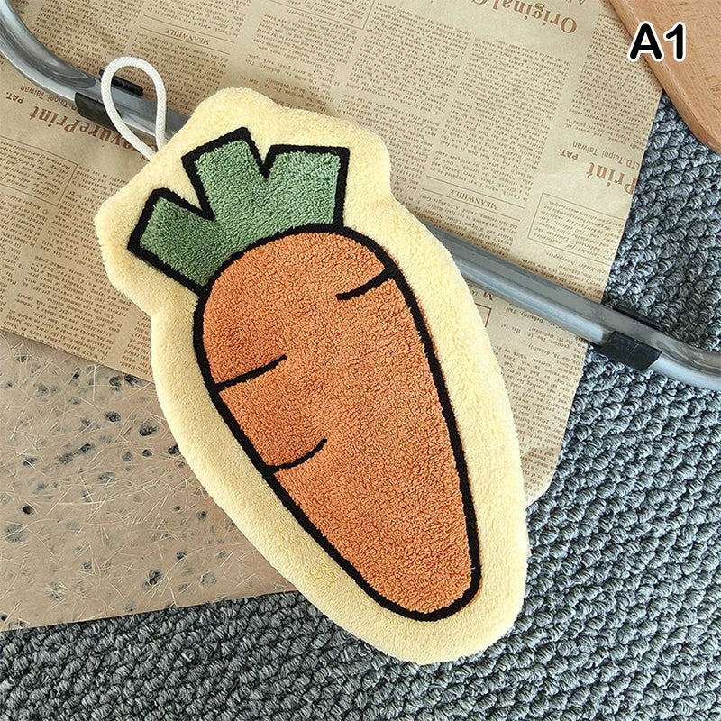 Vegetables Design Hand Towel | Cute Food-Print Absorbent Kitchen Towel