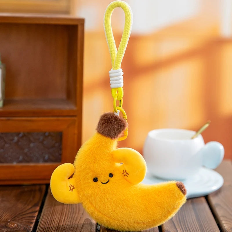 Mini Fruit Plush Keychain Set | Pear, Avocado, Pineapple, Lemon & Banana Pendants, 5\" | 12 cm