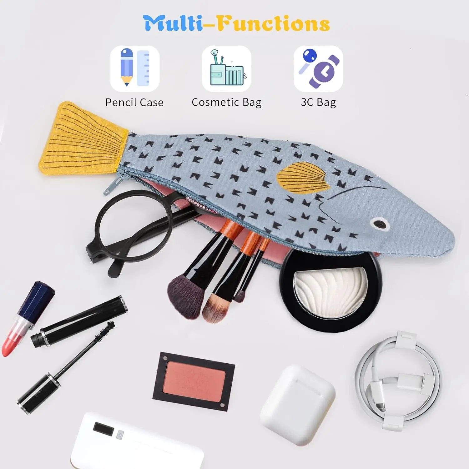 Fish Shape Novelty Pencil Case | Cute Plush Stationery Pouch