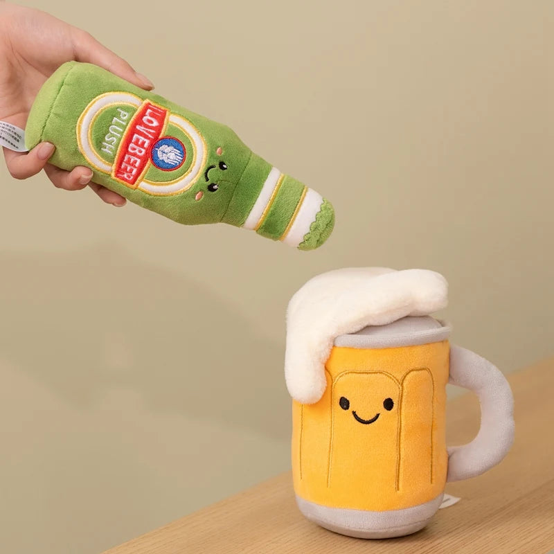 Kawaii Humanoid Drink Plush Toys | Beer Bottle, Can, Barrel & Glass Stuffed Set