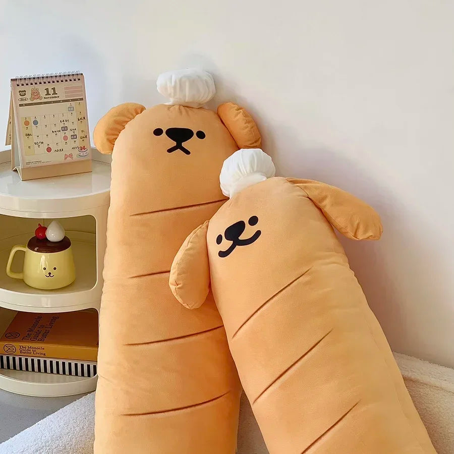 Funny Chef Bread Dog Plush Cushion | Bakery Pup Stuffed Animal Pillow