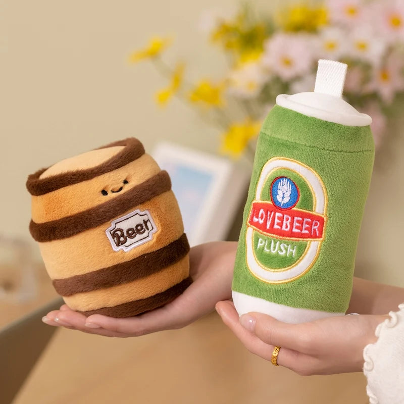Kawaii Humanoid Drink Plush Toys | Beer Bottle, Can, Barrel & Glass Stuffed Set