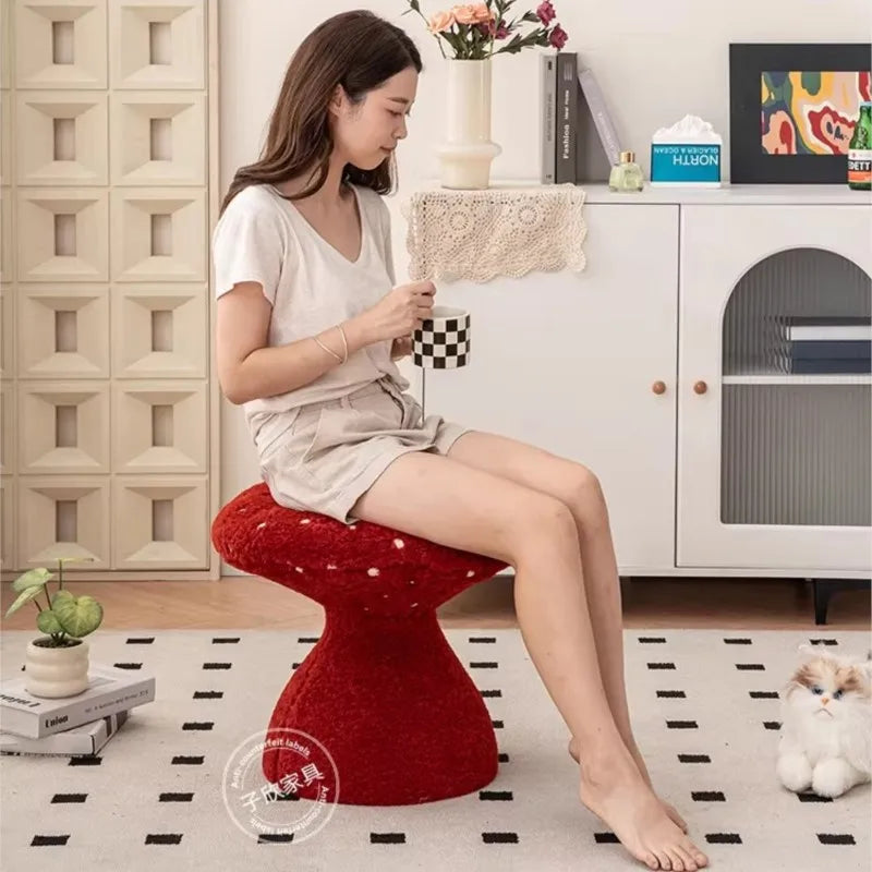 MOMO Mushroom Stool | Decorative Plush Seat Footrest