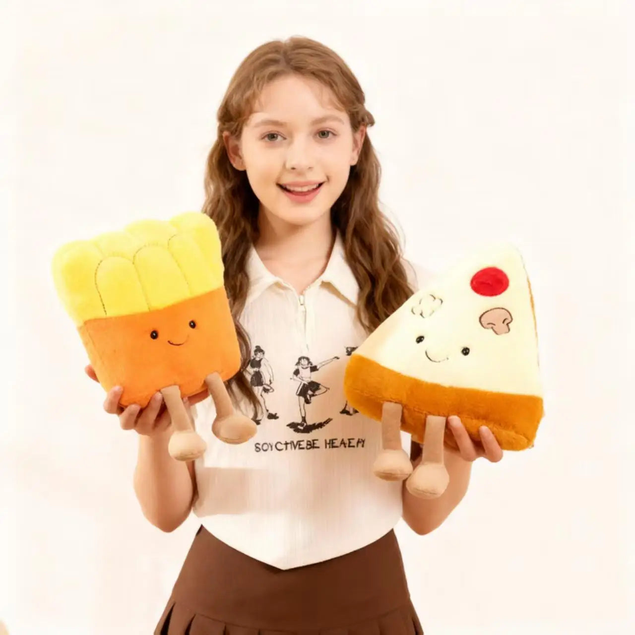 Kawaii Fast Food Plushies – Sandwich, Pizza, Taco & Fries, 8-11" | 20-28 cm