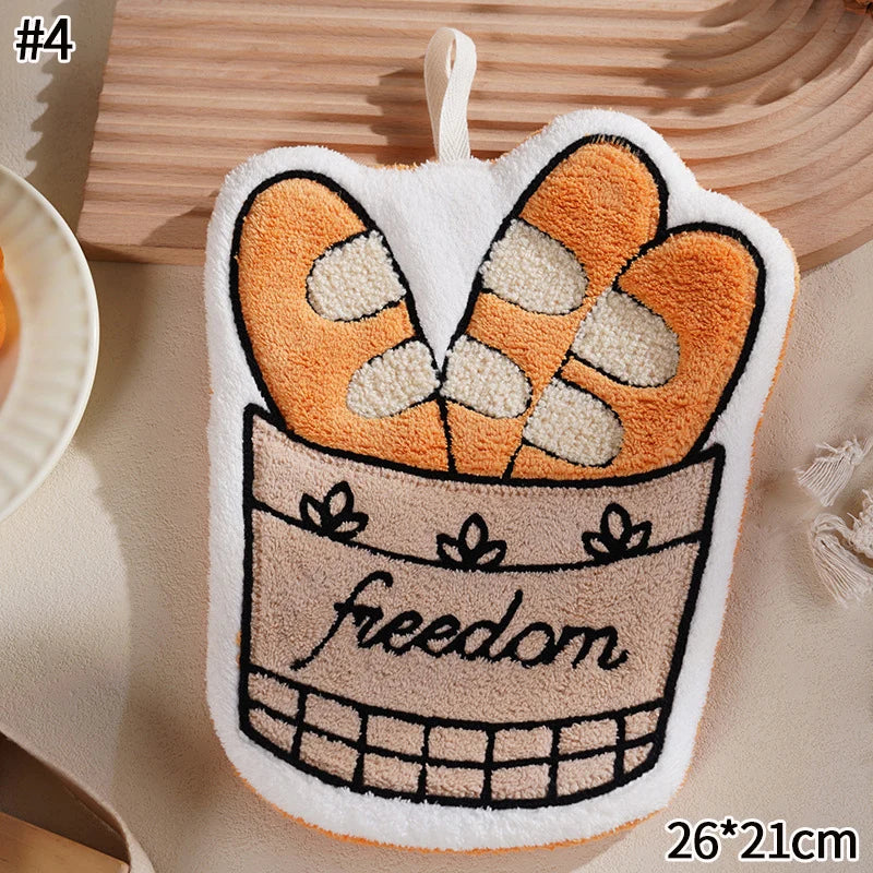 Kawaii Cartoon Absorbent Hand Towel | Cute Character Kitchen Towel