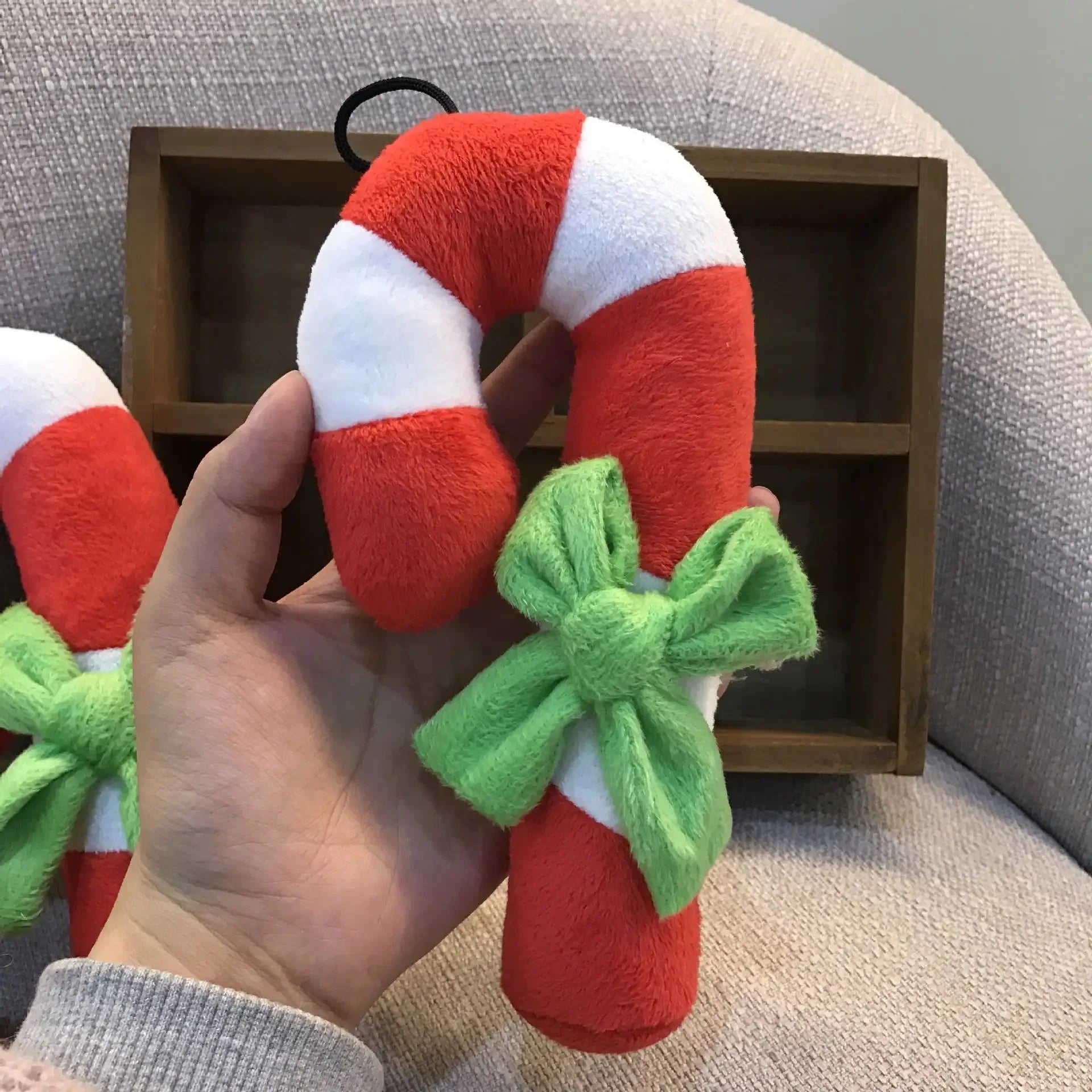 Plushie Candy Cane Hanging Decoration, 7" | 17 cm