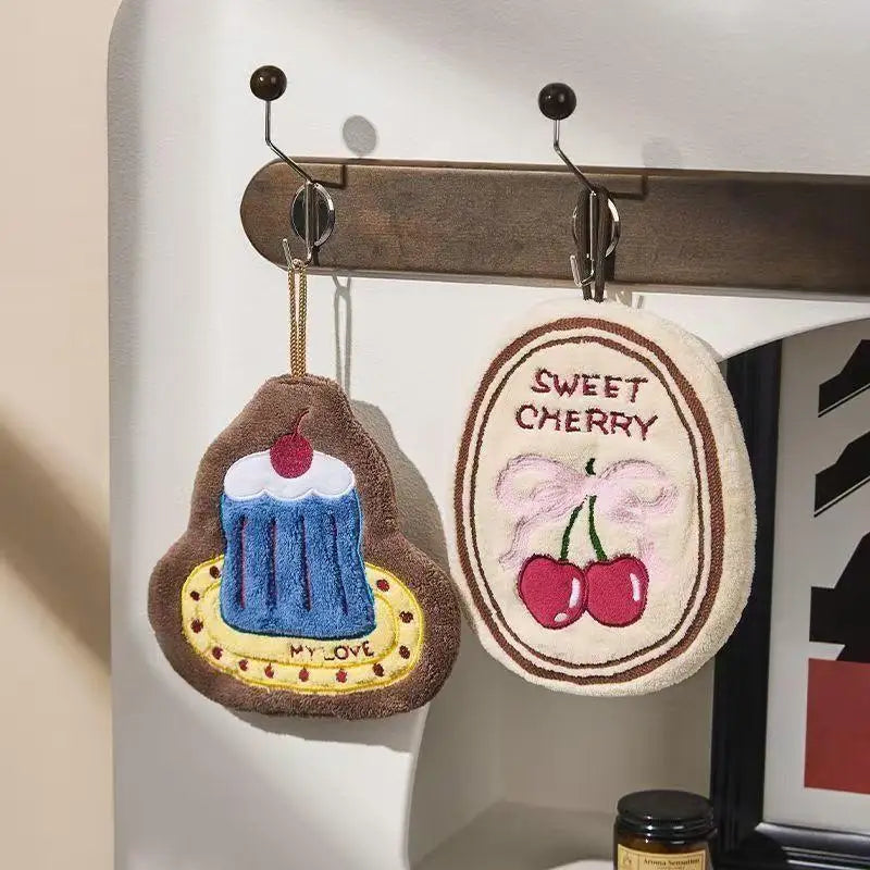 Kitchen Design Absorbent Hand Towel | Food-Print Coral Fleece Towel