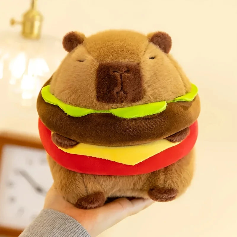 Capybara Hamburger Plushie – Stuffed Animal Toy - 20 cm / 8"