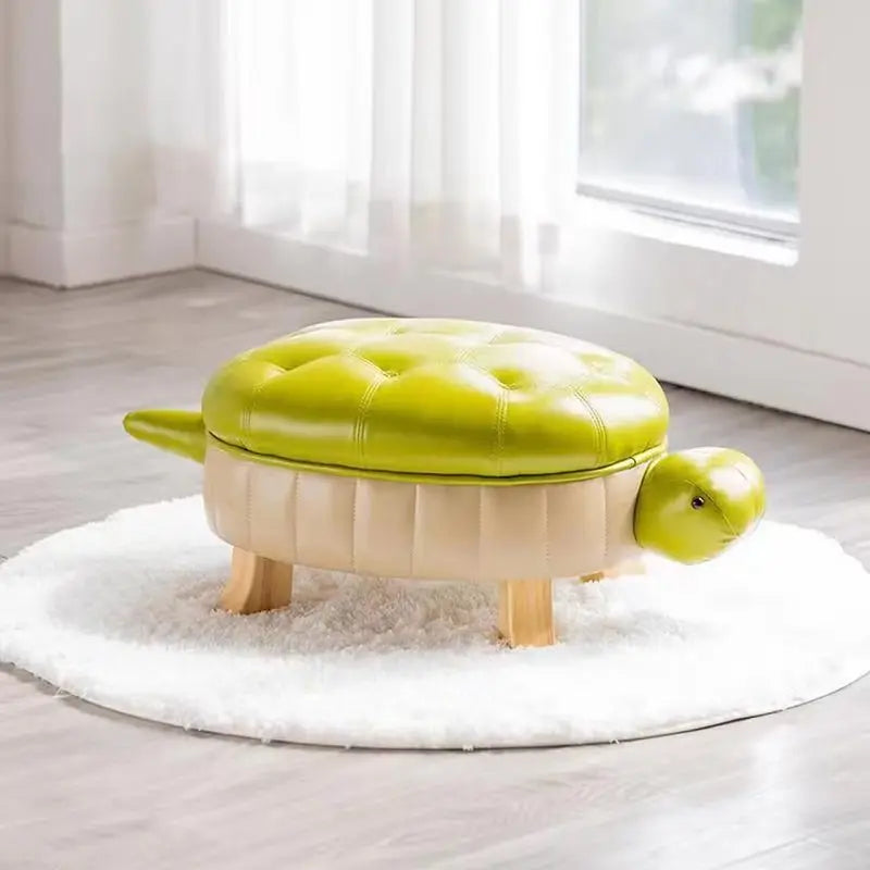 Turtle Time Faux Leather Ottoman - Four Colors