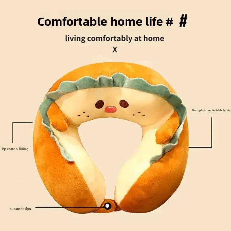 Toast Bread Neck Pillow | Cute Food-Shaped Travel Cushion