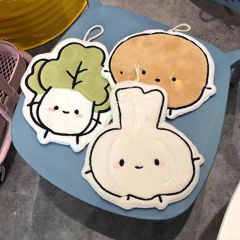 Kawaii Cartoon Absorbent Hand Towel | Cute Character Kitchen Towel