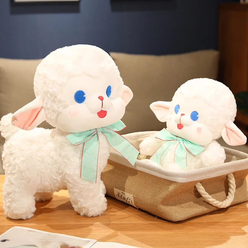 White Lamb Plushie with Bow, 8" |20 cm